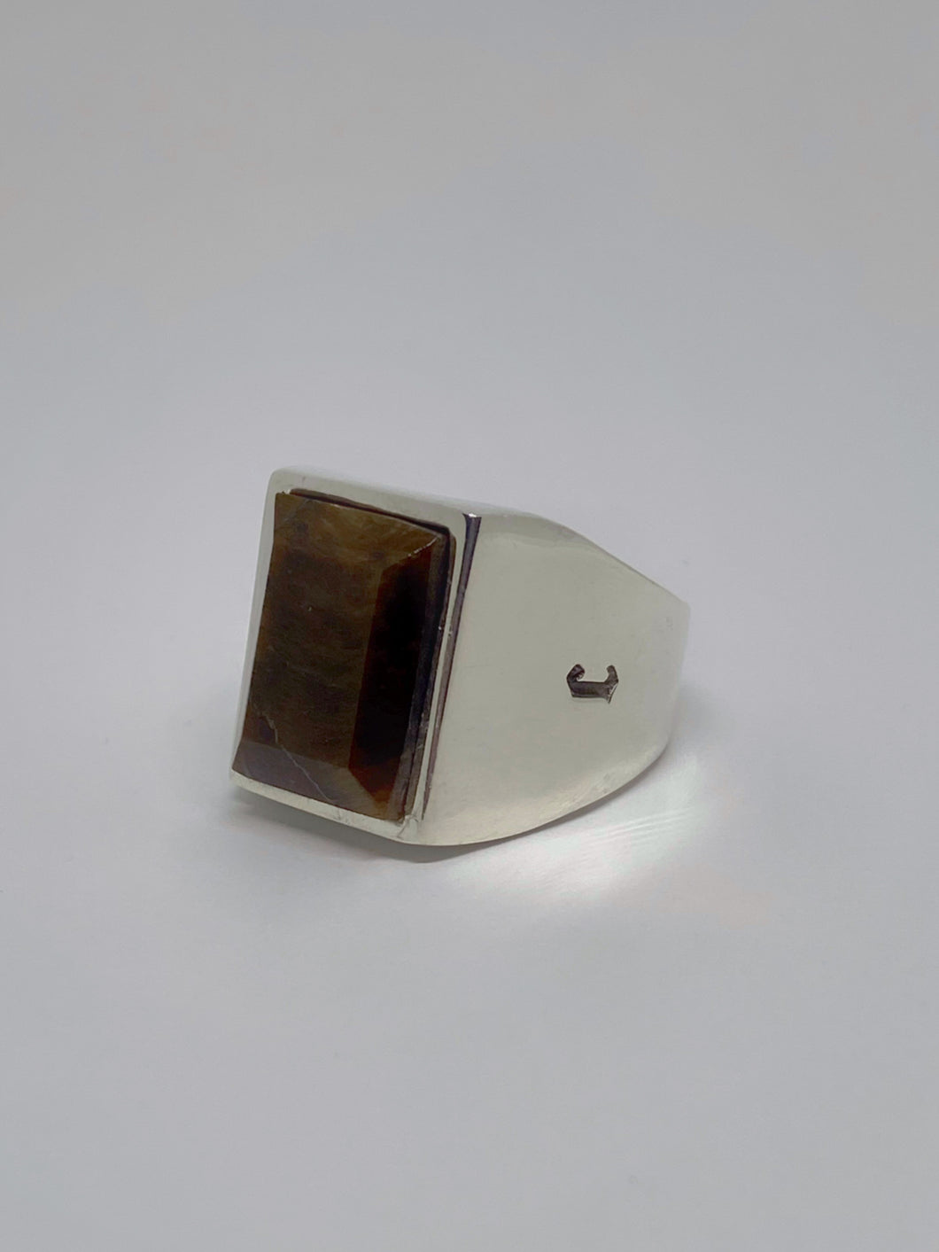 Faceted Rectangle Tiger Eye Ring