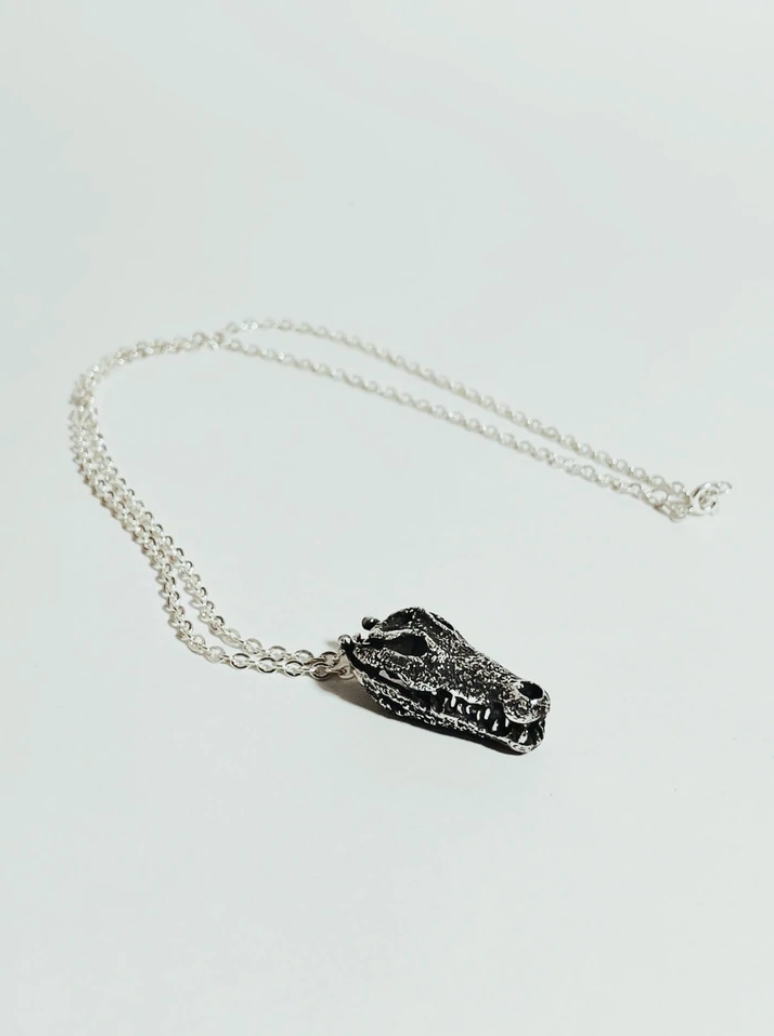 Crocodile Skull Pendant With Chain