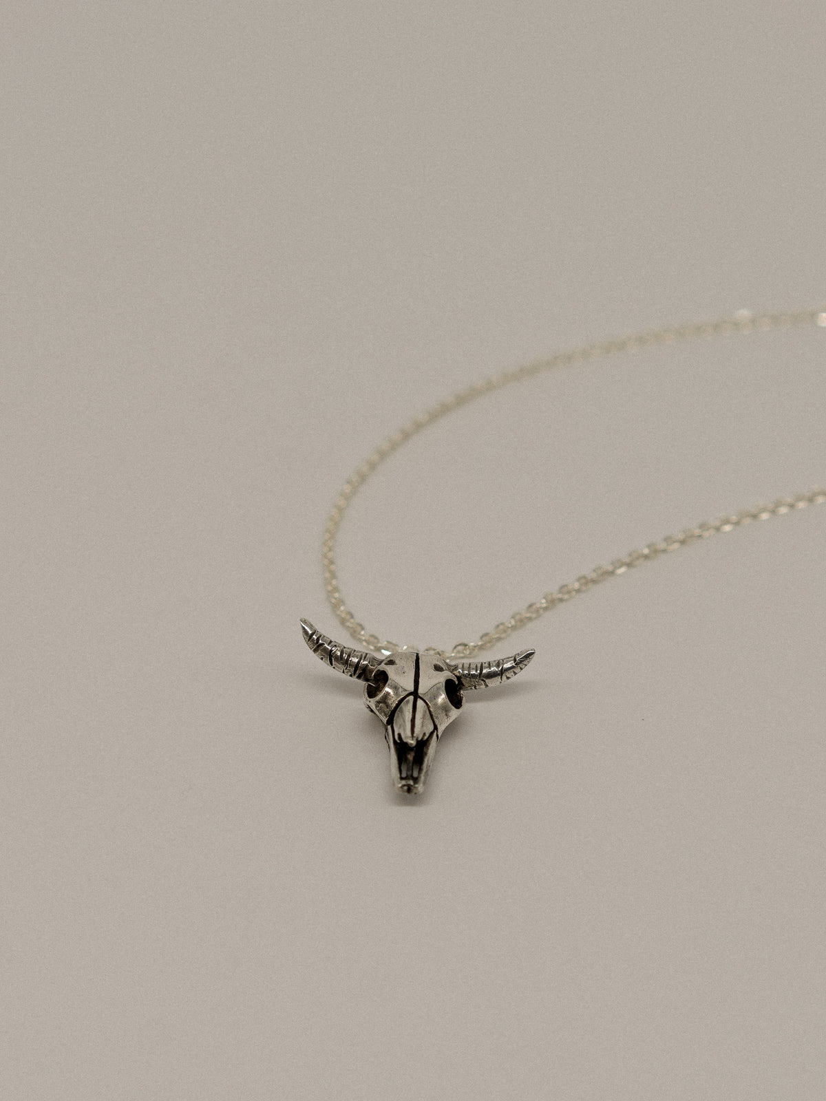 Bull Skull Pendant (With Chain)
