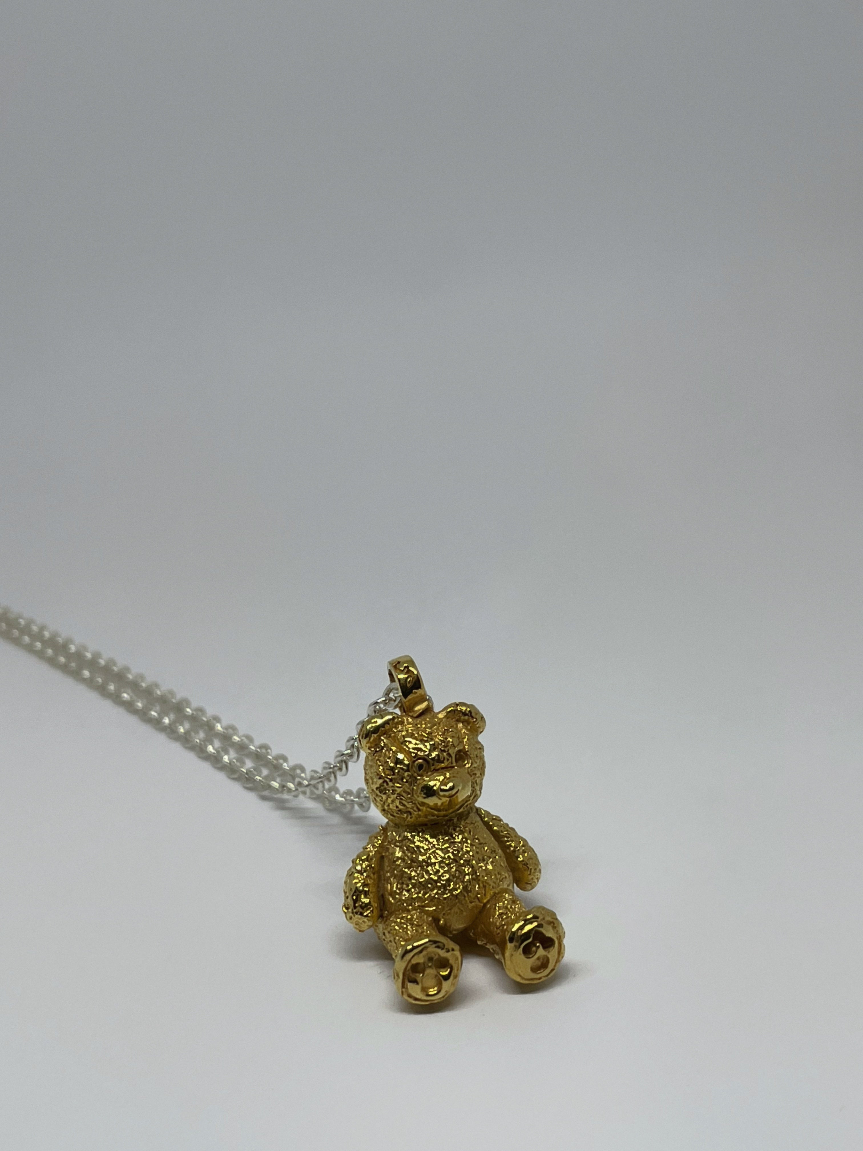 Solid gold teddy clearance bear necklace