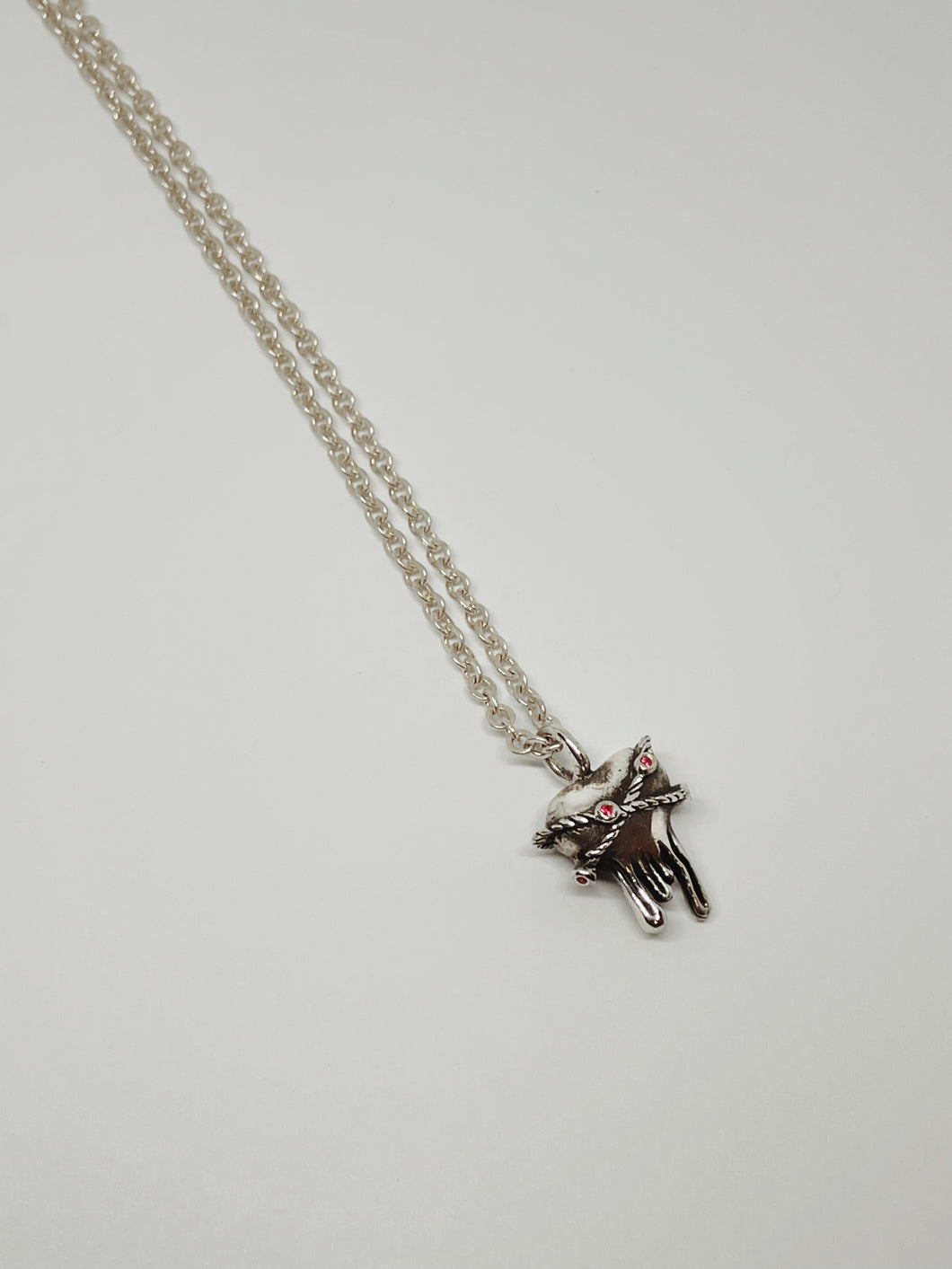 Melted Heart Pendant with Zirconias (With Chain)